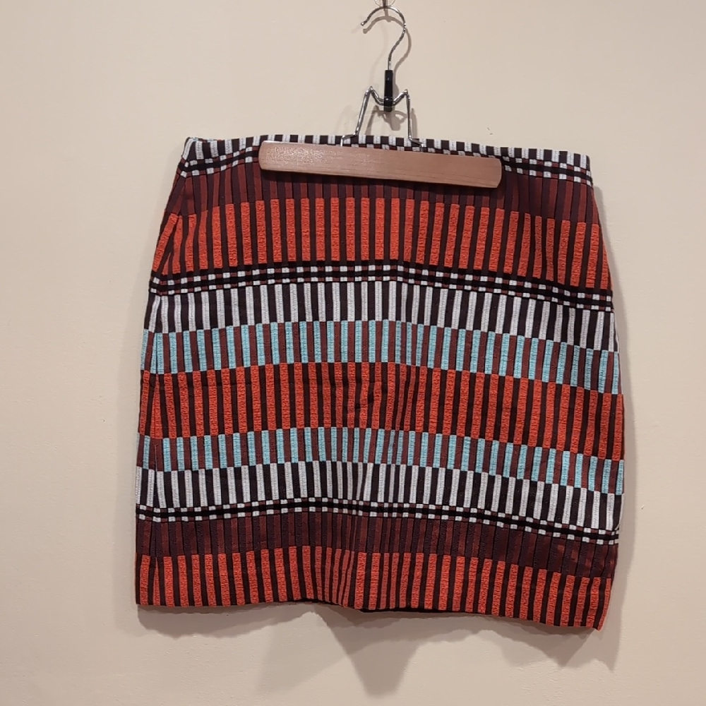 Ann Taylor Red and Blue Striped Pencil Skirt